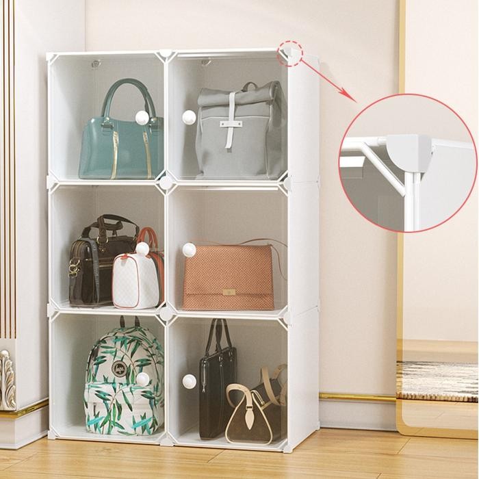 Sierrahome, Lemari Plastik Dipasang : 53X37X142Cm Gisel Transparan Lemari Tas Buku Dan Peralatan