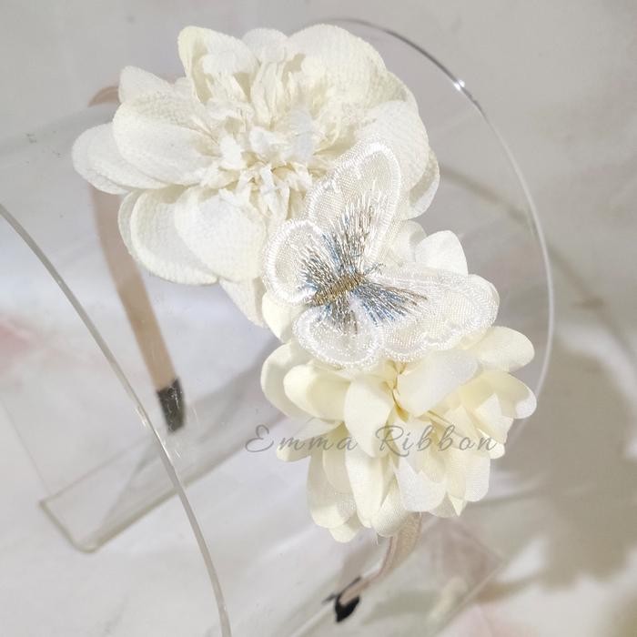 Bando bunga putih/ bando anak/ bandana bayi/ jepit rambut/ bunga putih