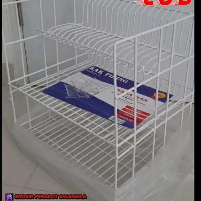 Rak Piring Susun 3 Besi Putih Dragon,Rak Piring Gelas Wastafel Susun 3 Besi