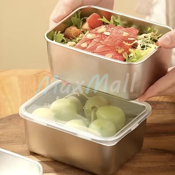 Food Box lsi 3pcs -Container Kulkas Kotak Stainless Steel Square Food Container Container Kotak
