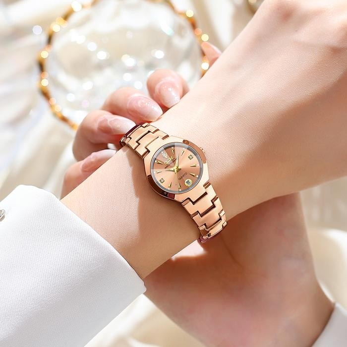 Opk Jam Tangan Wanita Anti Air Kecil Original Cewek New 2024 Analog Mawar Emas Women Watches With