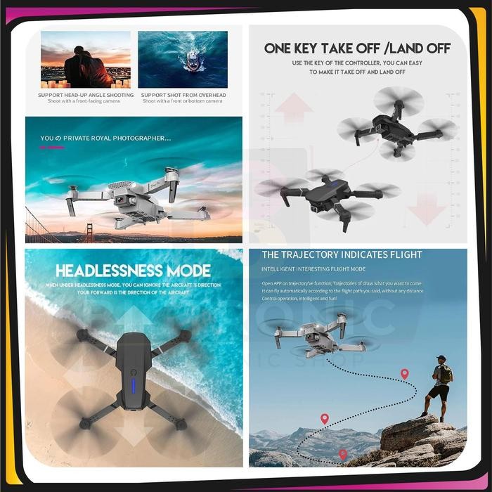 Drone E88Pro 4K Ultra Hd Foldable Drone Lipat Single Camera