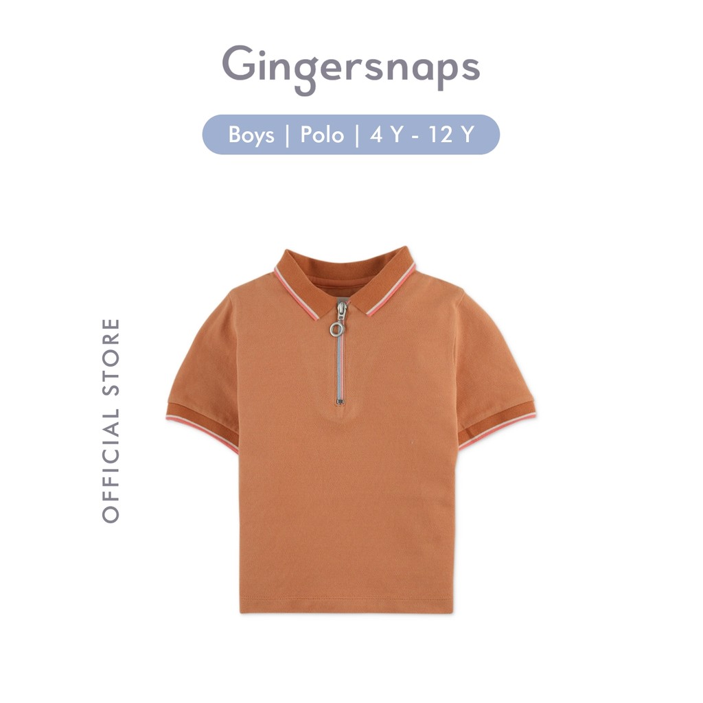 Gingersnaps Coastal Riviera Polo Brown - Kaos Polo Anak Laki (Coklat)