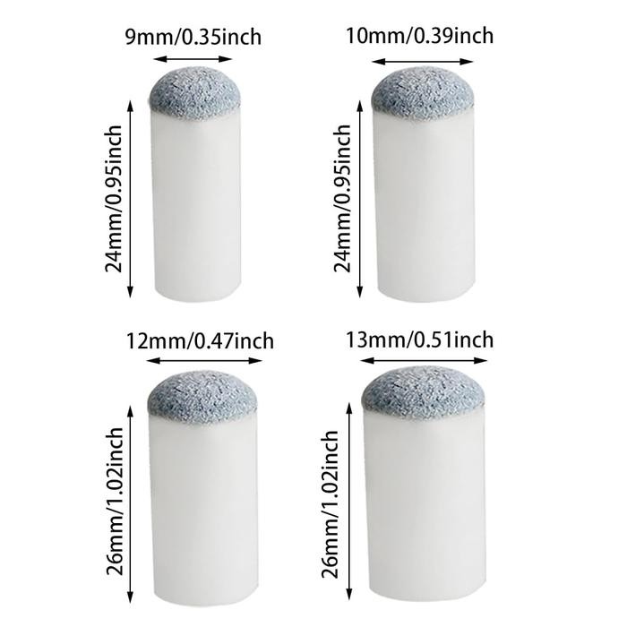 100Pcs Tip Stik Billiard 10MM Cue Tip Billiard Slip On Cue Tip