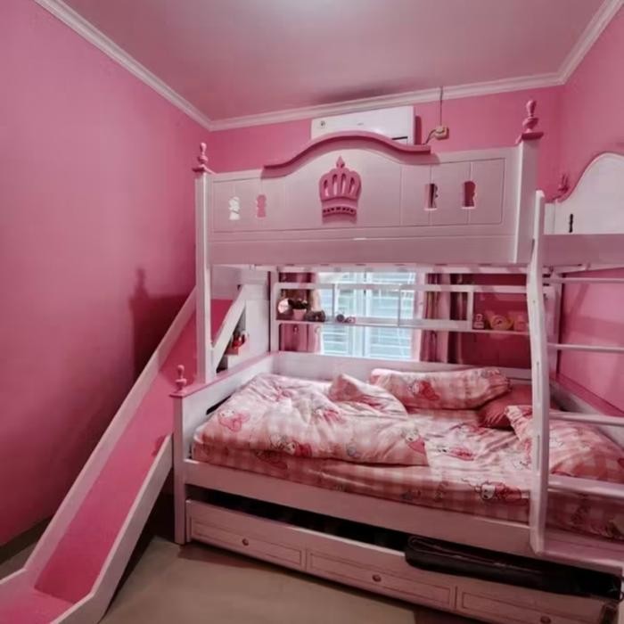 Tempat Tidur Tingkat+Perosotan/Tempat Tidur Anak Tingkat/Ranjang Anak/Dipan Tingkat Anak