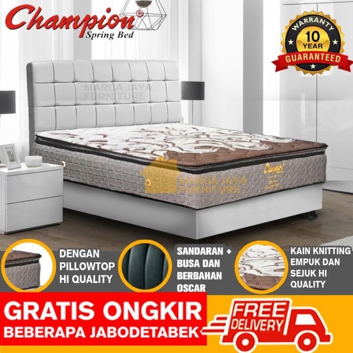 Springbed Ampion Kasur Matras Symbol Pillow Top Dengan + Divan Sandaran Spring Bed 120 160 180 X 200