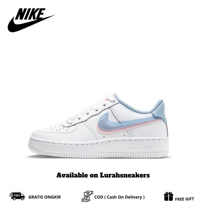 Sepatu Nike Air Force 1 Low White Double Swoosh Light Armory Blue