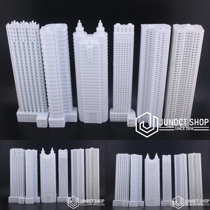 Maket Gedung Bangunan Kantor Putih 15cm 150mm Plastik Miniatur Tinggi