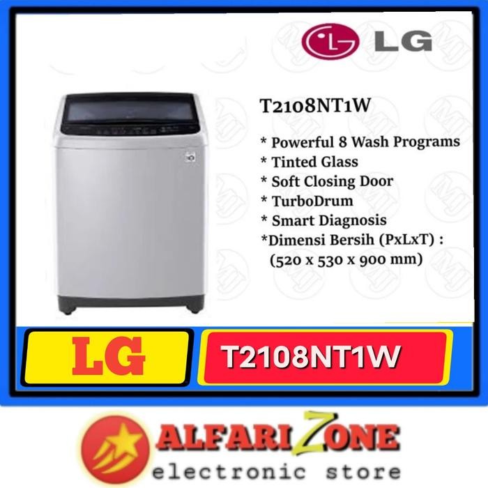 Mesin cuci 1 tabung 8 kg LG T2108NT1W mesin cuci 8kg LG T2108 top load