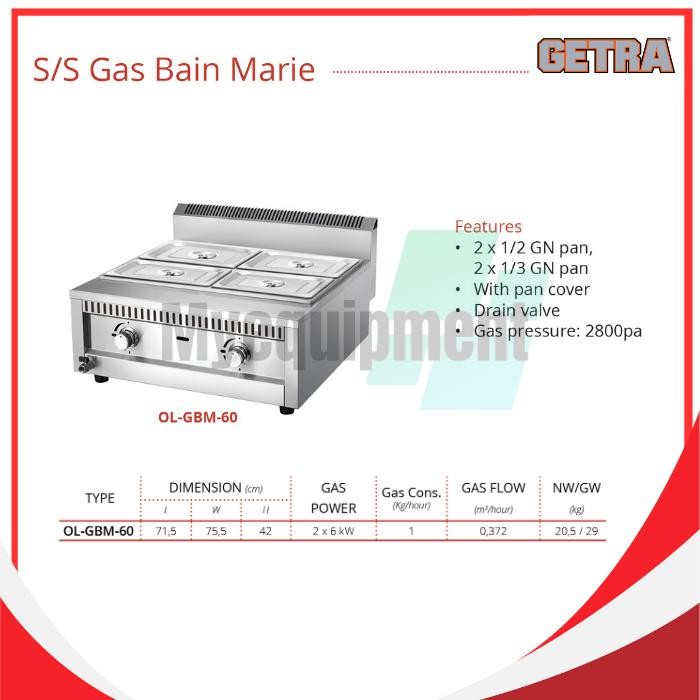 GAS BAIN MARIE GETRA OL-GBM-60