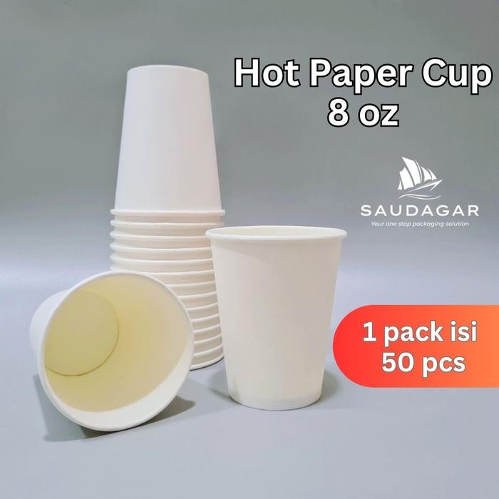 

Paper cup 8 oz / Gelas kopi Teh Putih Polos