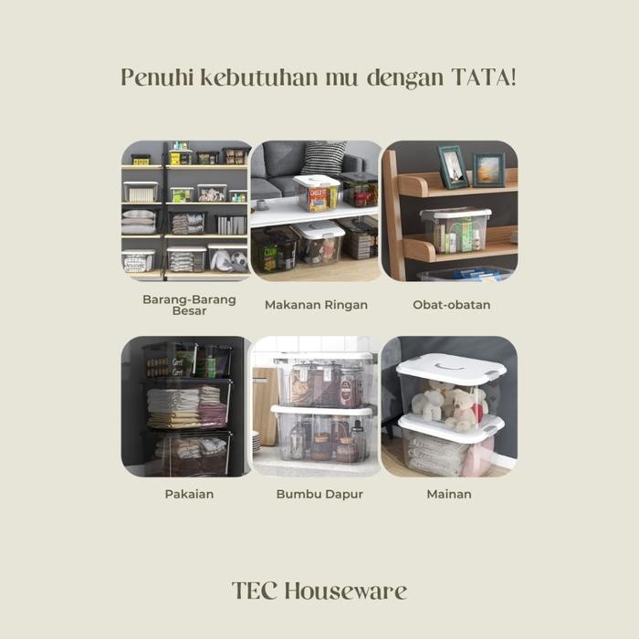 

TECTATA Organiser Box Kotak Penyimpanan Serbaguna Storage Box Dengan Tutup Berkualitas Premium