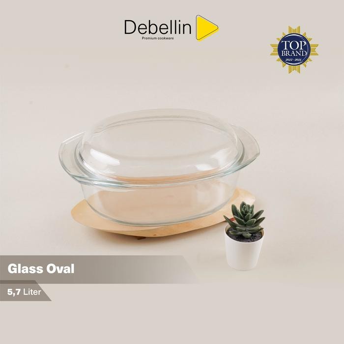 Debellin Glass Oval Casserole Mangkok Saji Kaca Borosilicate 5,7 Liter