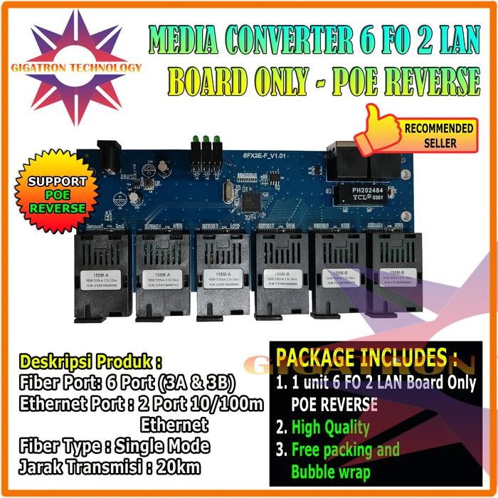 Media Converter 6 Port FO 2 Port LAN POE 10/100 Converter 6 FO 2 LAN