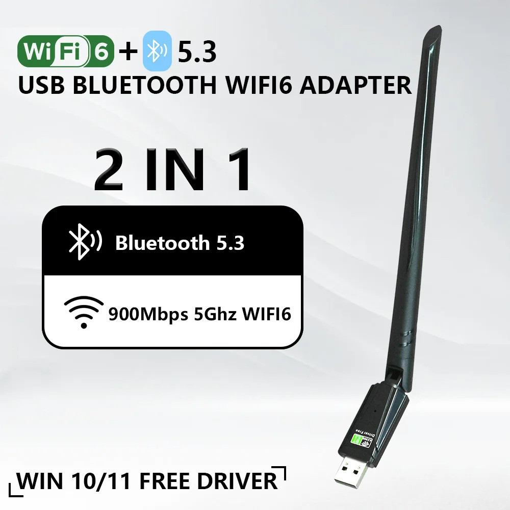 WIFI 6 Adapter Bluetooth5.3 Wireless Network Card 900Mbps Mini USB Dongle Signal Receiver For PC
