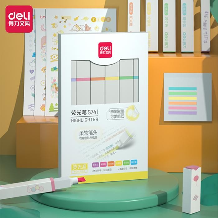 

Ready- Deli Highlighter / Warna Terang 6 Warna Dengan 2 Macam Tip S741