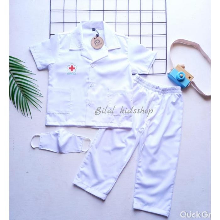 Baju Dokter Anak/Kostum Dokter Anak Perempuan 1-6Th/Baju Dokter Kecil Anak Tbk