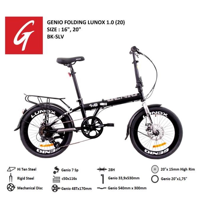 Sepeda Lipat Genio Lunox 1.0 By United 16 Sni Bisa Gojek Garansi Resmi