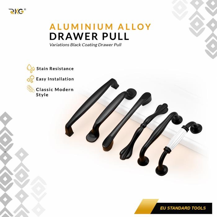 Tarikan Laci Coating Hitam Handle ng Pintu Lemari Handle Laci *