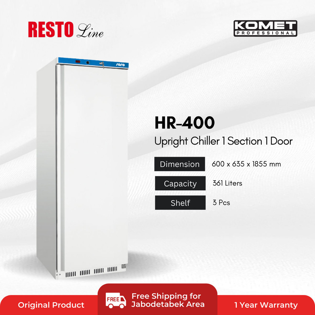 Upright Chiller KOMET Commercial HR-400 Kulkas 1 Pintu Kapasitas 361 Liter