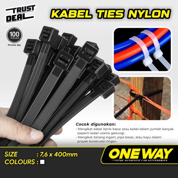 

Kabel Ties Nylon 7,6 x 400mm Tis ONEWAY Pengikat Perapih Kabel Isi 100 Pcs