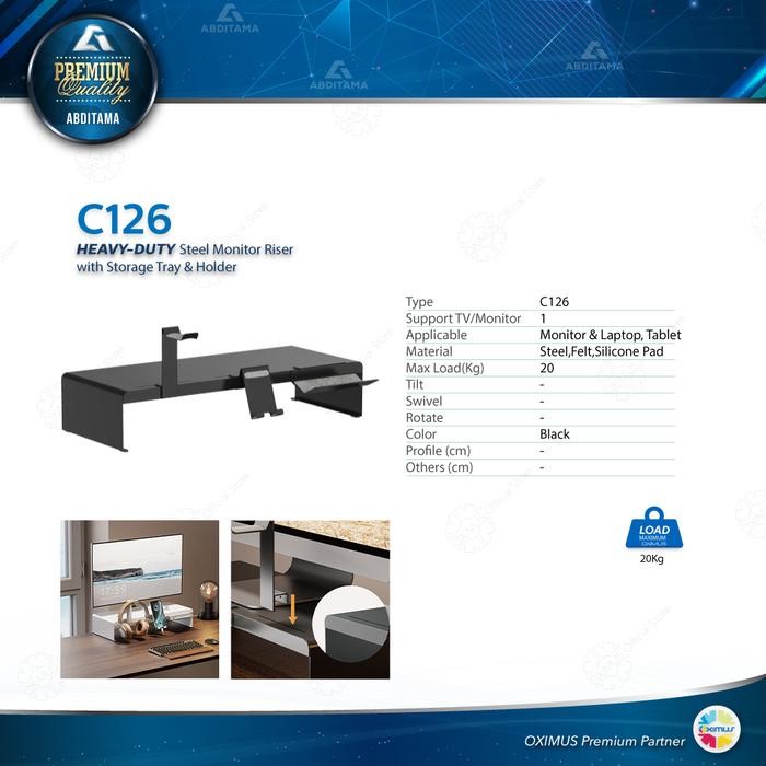 

OXIMUS C126 Desk Shelf Monitor Riser Monitor Stand dengan Penyimpanan Multifungsi untuk Meja yang