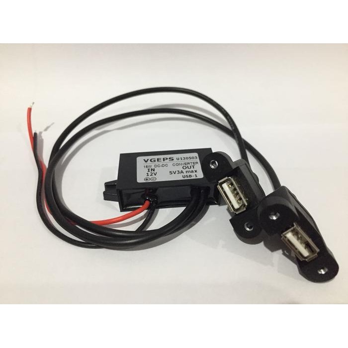DC DC Step Down 12V ke 5V 3A Double USB Output untuk Gojek/ Grabbike