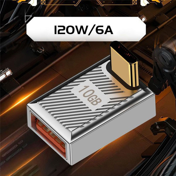OTG USB Type A 3.1 to Type C Adapter L Shape 10Gbps 120W