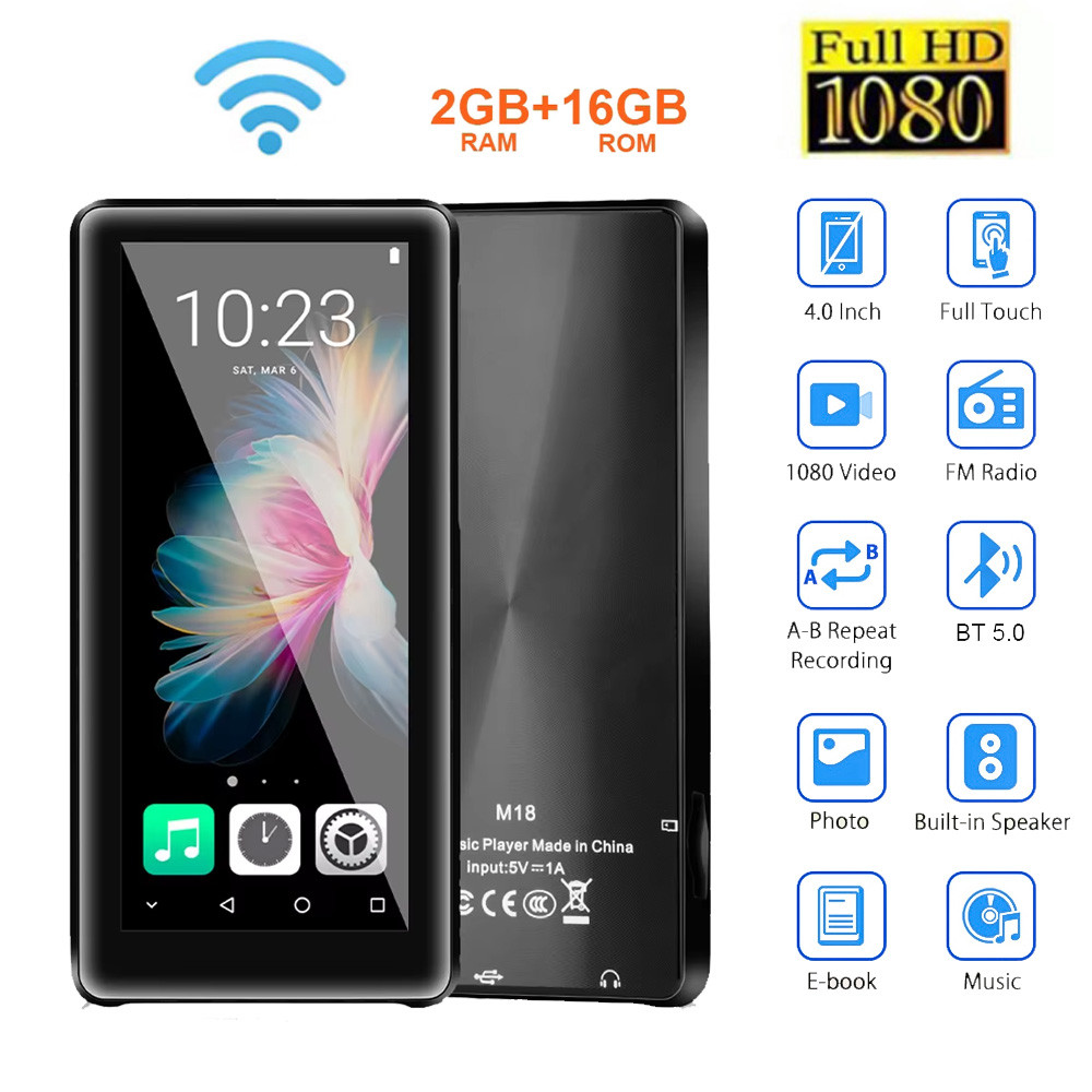 Android 8.1 WIFI MP4 Music Player MP3 Player 4-inch Touch Screen Bluetooth Android 8.1 With Speaker,