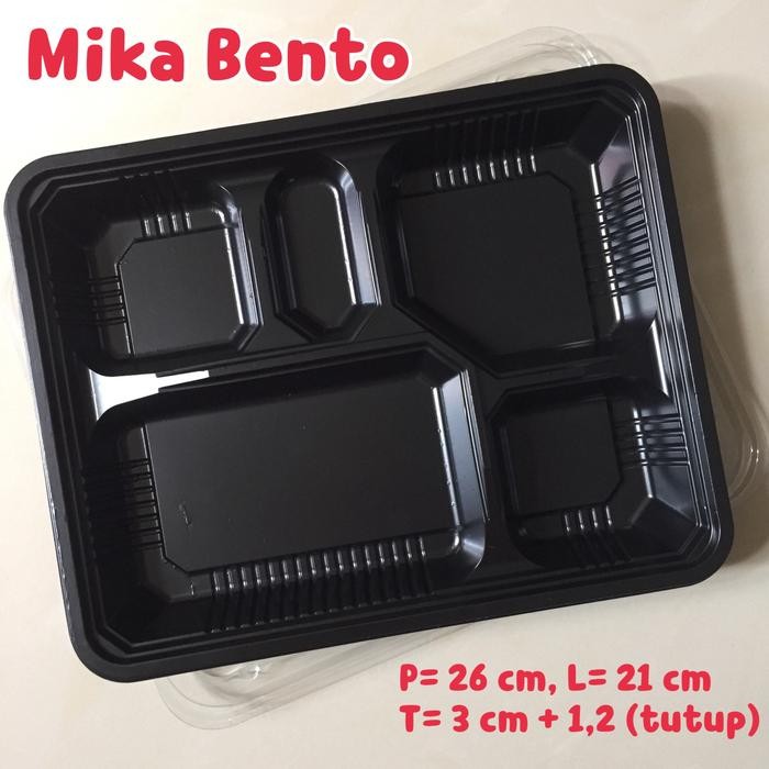 Mika Bento Sekat 5 / Kotak Nasi Bento Hitam / Lunch Box