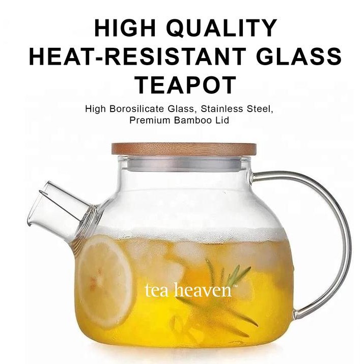 

Teko Kaca Tahan Panas Teapot Glass Saringan Teh 1 Liter Premium Bambu