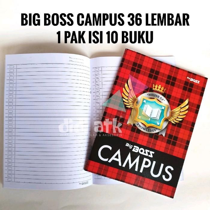 

Terlaris- Buku Tulis Big Boss Campus 50 Lembar 1 Pak (Isi 10 Pcs) - Paper Stationery