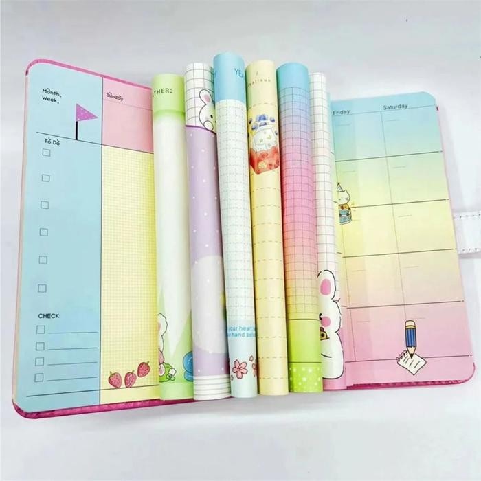 

Terlaris- Mk613 Notebook Sanrio Magnet Buku Tulis Anak 2 In 1 Gift Set Cute Kuromi Cinnamoroll