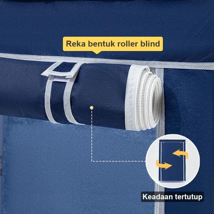 Lemari Kain Rangka Besi Portable Lemari Dengan Gantungan Baju