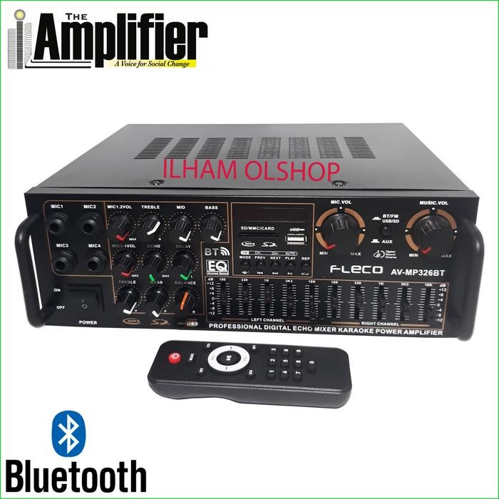 Amplifier Fleco 326A Bluetooth Stereo Karaoke + Mp3 Player + Fm Radio Pasti Diskon
