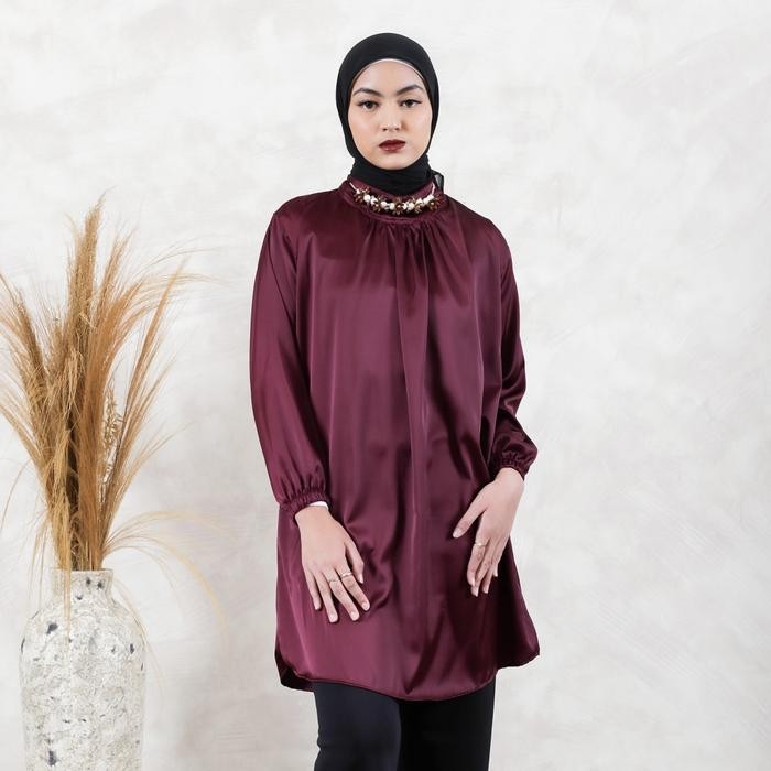 Richdept Nara Tunik Silk Atasan Muslim Silk Outfit Lebaran 2025