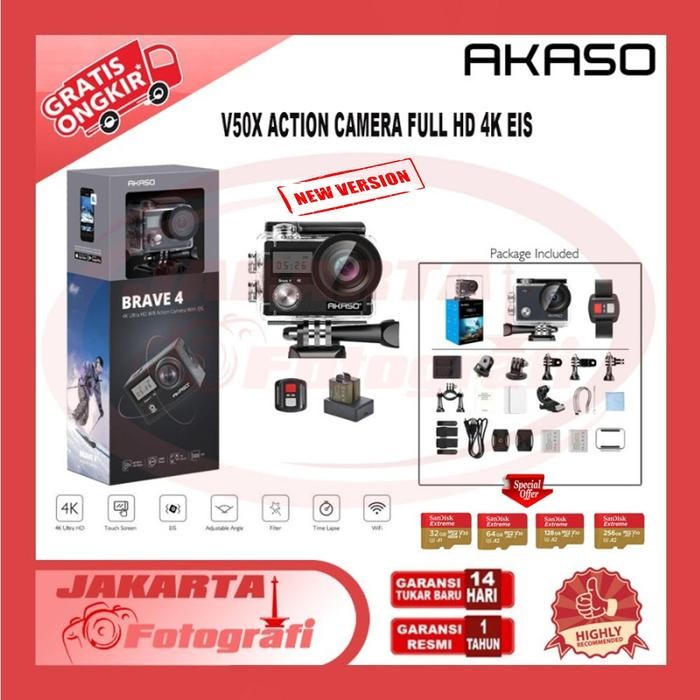 Akaso V50X Action Camera Full Hd 4K Eis Wireless Cam Pasti Diskon
