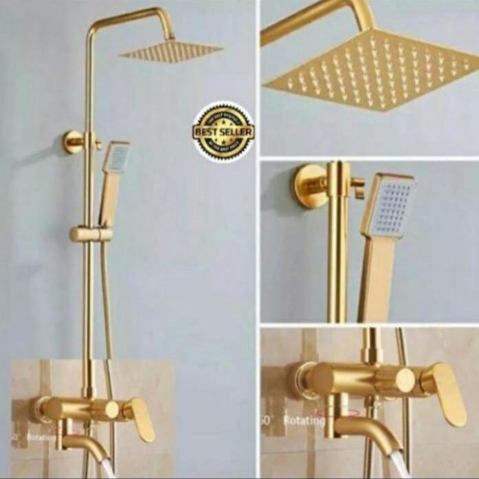 Shower tiang gold emas model onda/Shower set kamar mandi