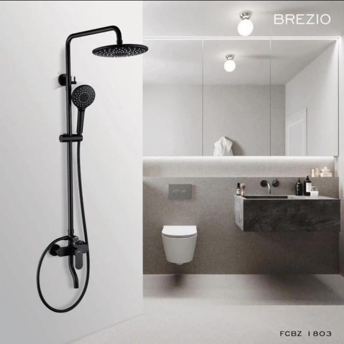 BREZIO FCBZ 1803 SHOWER SET TIANG MATT BLACK HITAM COLUMN