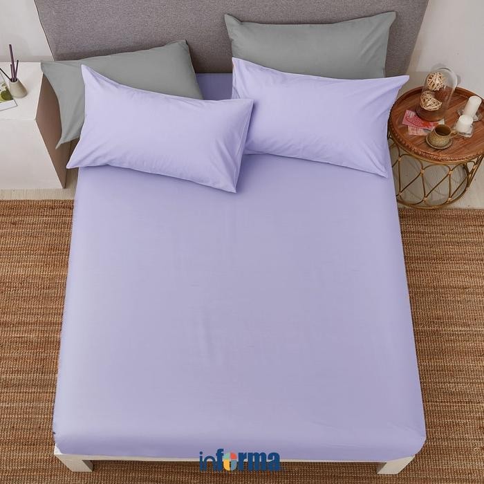 Informa Linotela 100X200 cm Seprai Single Katun Fitted - Ungu Sprei Seprai Aesthetic Seprei Sheet