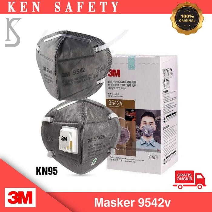 Masker KN95/N95 3M 9542V Carbon Active Headloop - Original