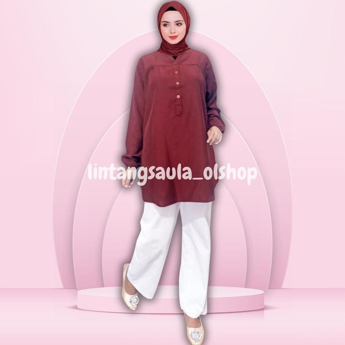 Blouse Polos Viscose Jumbo Maroon