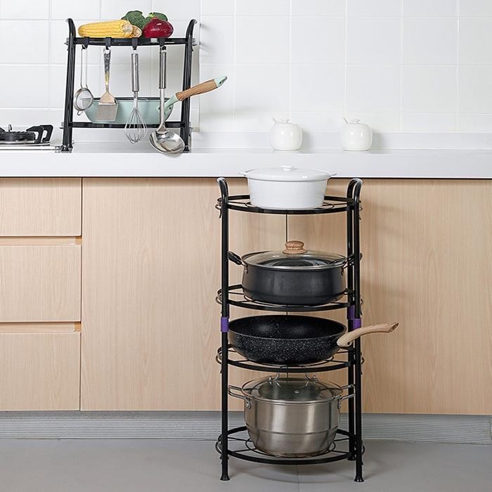 Rak Panci Holder Rak Peralatan Dapur Serbaguna Rak Panci Stainless