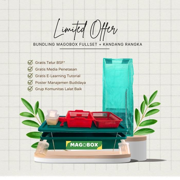 MagoBox Bundling Magbox Fullset & Kandang BSF Rangka Paket Lengkap Budidaya dengan Trap Maggot,