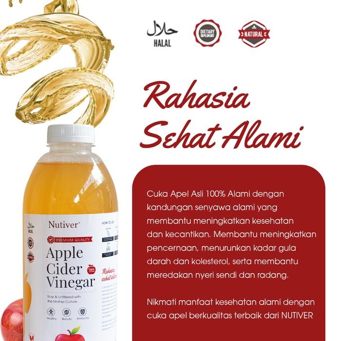 

Cuka Apel Organik With The Mother Nutiver 1000Ml Apple Cider Vinegar