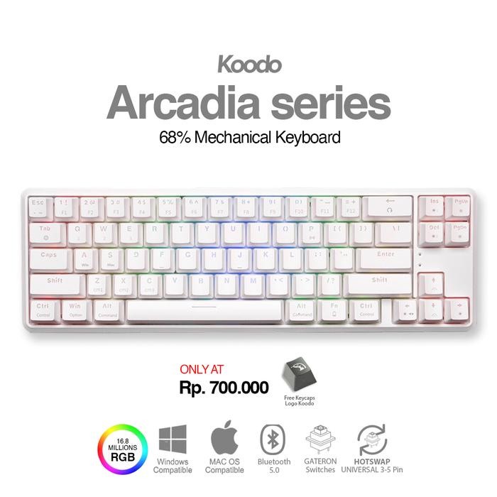 (Expert) KOODO Arcadia 68% Layout Mechanical Keyboard Gateron White Case