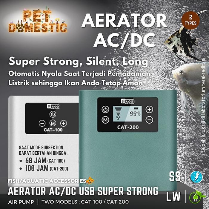 Silent Aerator AC USB Portable AC DC Baterai Aquarium Pompa Airator Gelembung Udara Akuarium Ikan