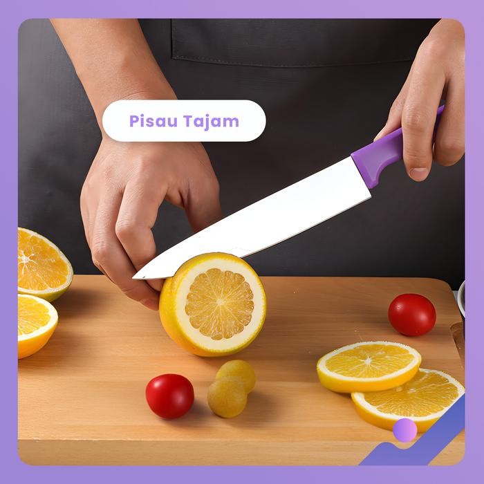 COD KEREN - Set Pisau Dapur Lengkap 5 In 1 Stainless Steel Anti Karat Perlengkapan Dapur Kitchenware