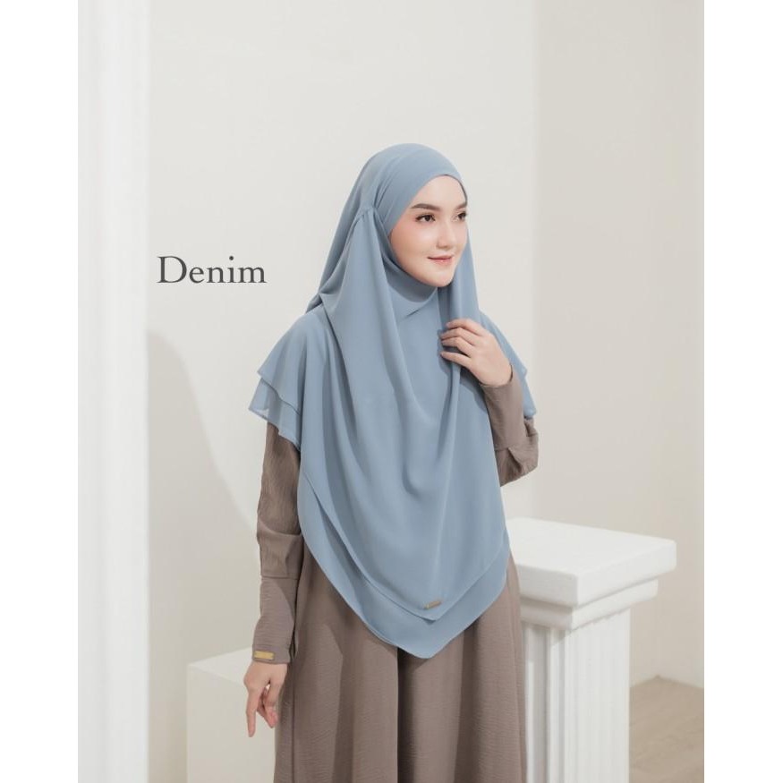 (Expert) Jilbab Instan Syari Hijab Kerudung Khimar Non Pet Ceruti Polos 2Layer