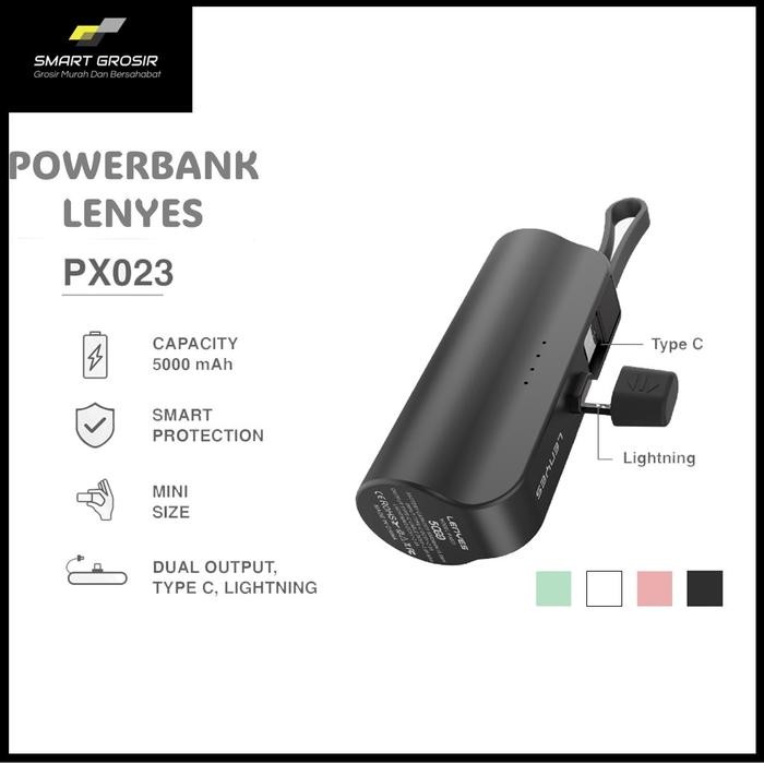 LENYES PX023 5000mAh Mini Powerbank 2 Conector Options With Stand Of Power Bank Lenyes Powerbank